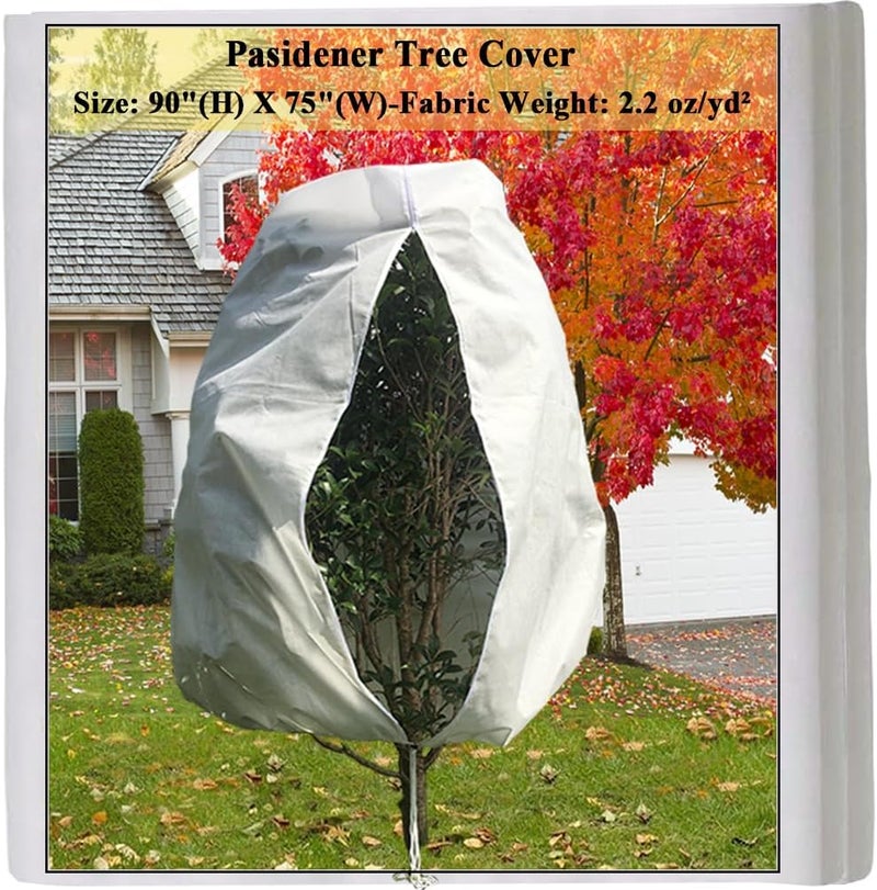 Pasidener Plant Covers Freeze Protection 1 Packs 90" x75" 2.2oz Tree Covers Frost Plant Covers Freeze Cloth for Outdoor Plants with Zipper Drawstring - Image 1